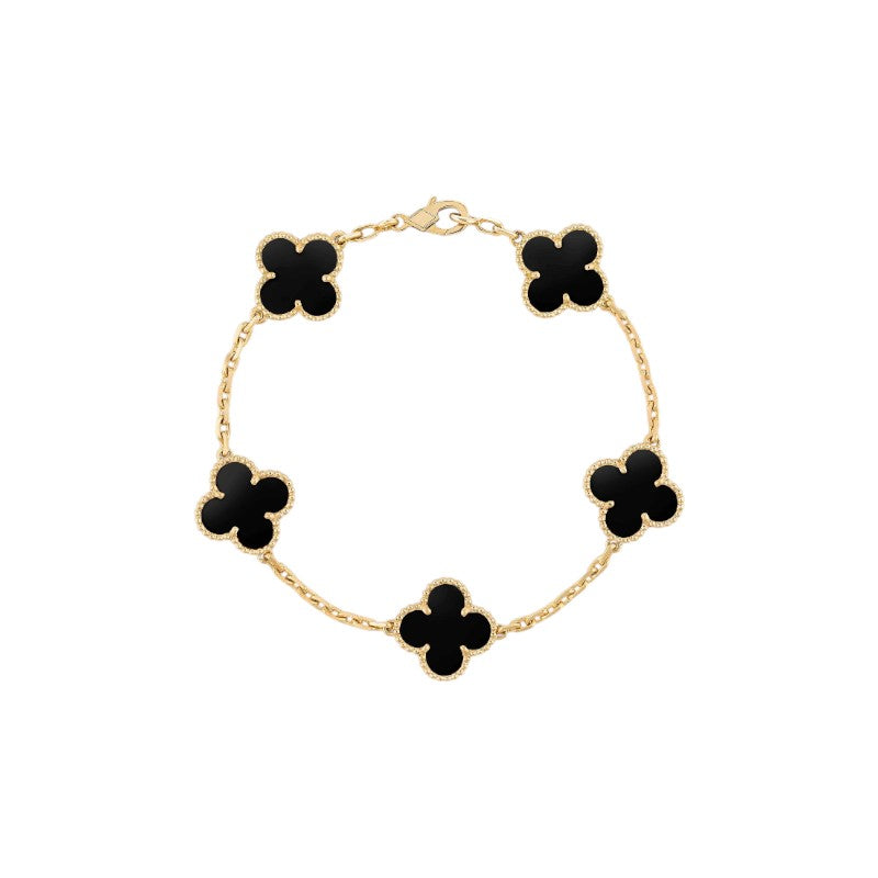 Pulsera de Baño de Oro con Trébol