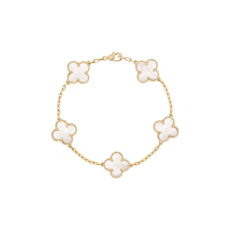 Pulsera de Baño de Oro con Trébol