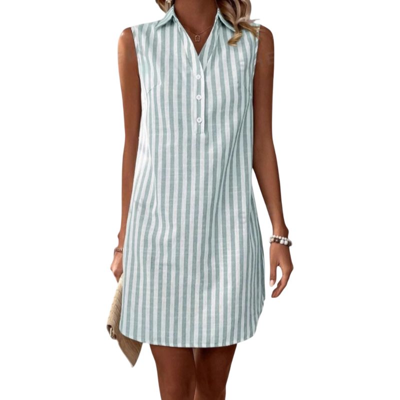 Vestido Sin Mangas Estilo Camisa