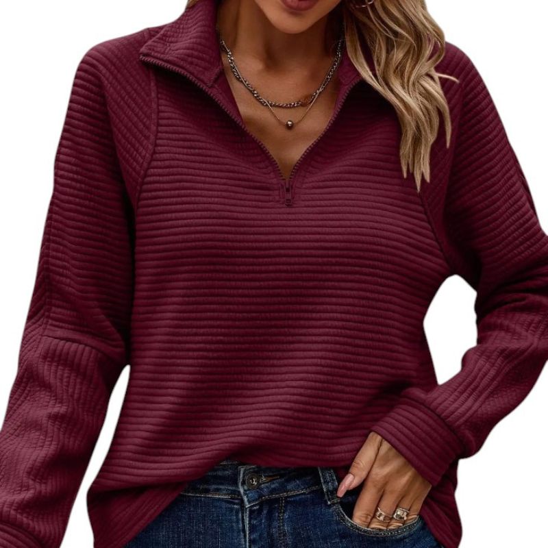 Jersey de Cuello en V con Cremallera