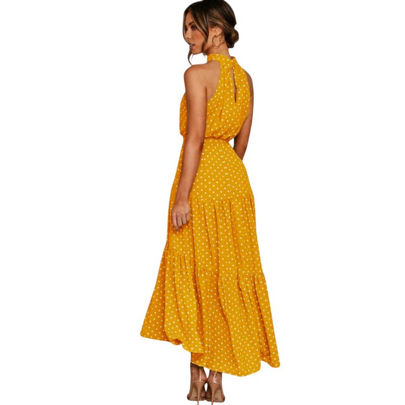 Vestido Largo Estampado Cuello Halter