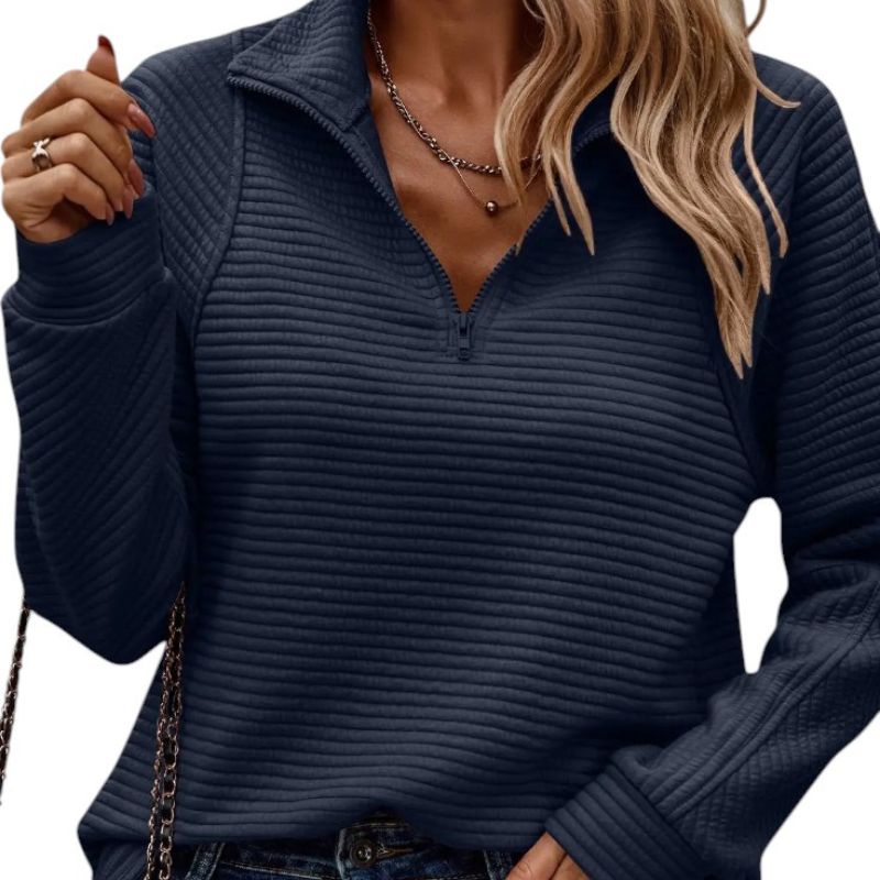Jersey de Cuello en V con Cremallera