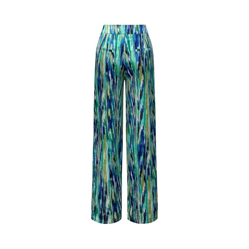 High Waist Straight Marble Print Pants
