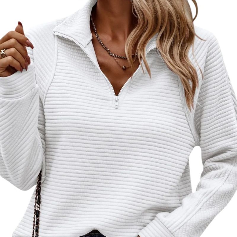 Jersey de Cuello en V con Cremallera