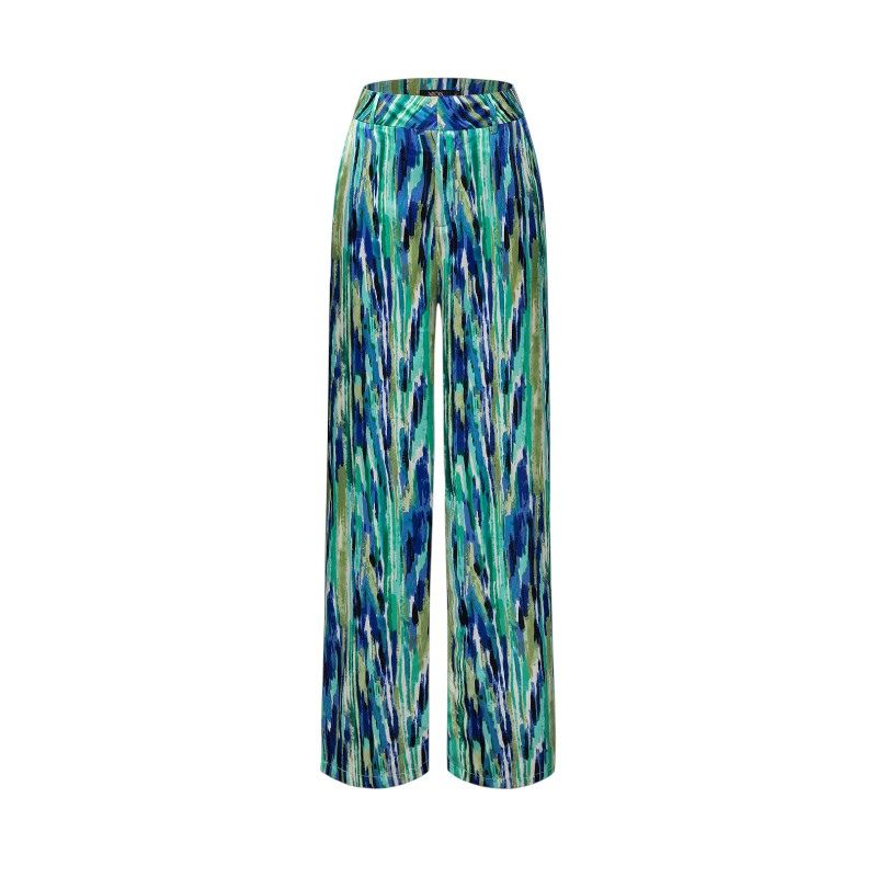 High Waist Straight Marble Print Pants