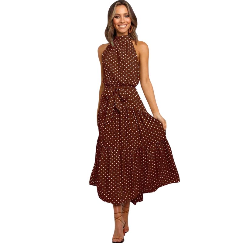 Vestido Largo Estampado Cuello Halter