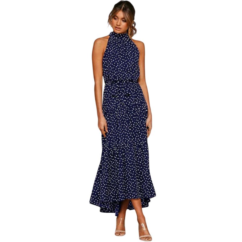 Vestido Largo Estampado Cuello Halter