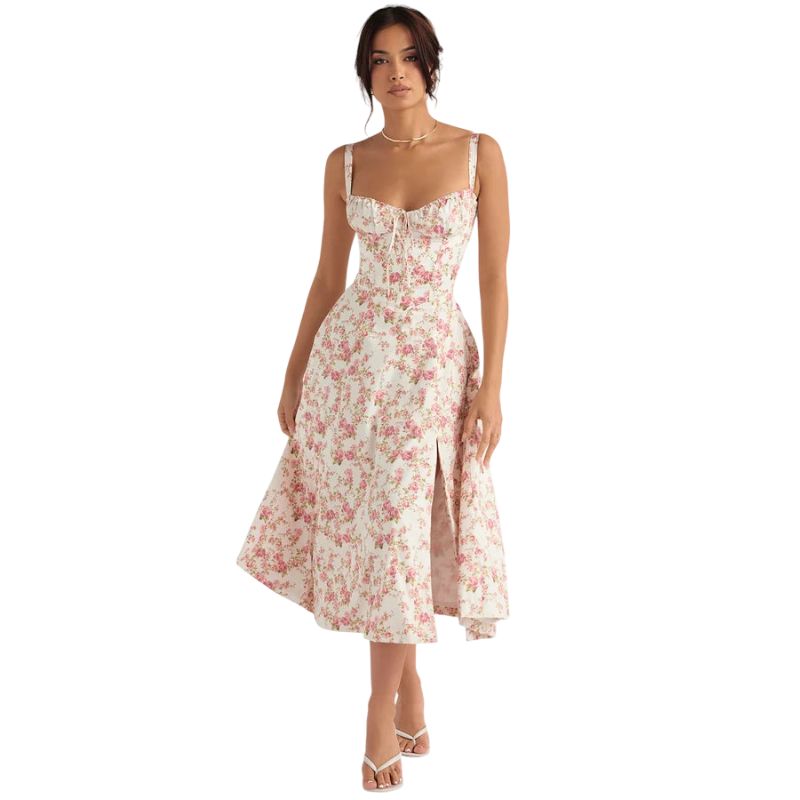 Vestido Corsé con Abertura Lateral