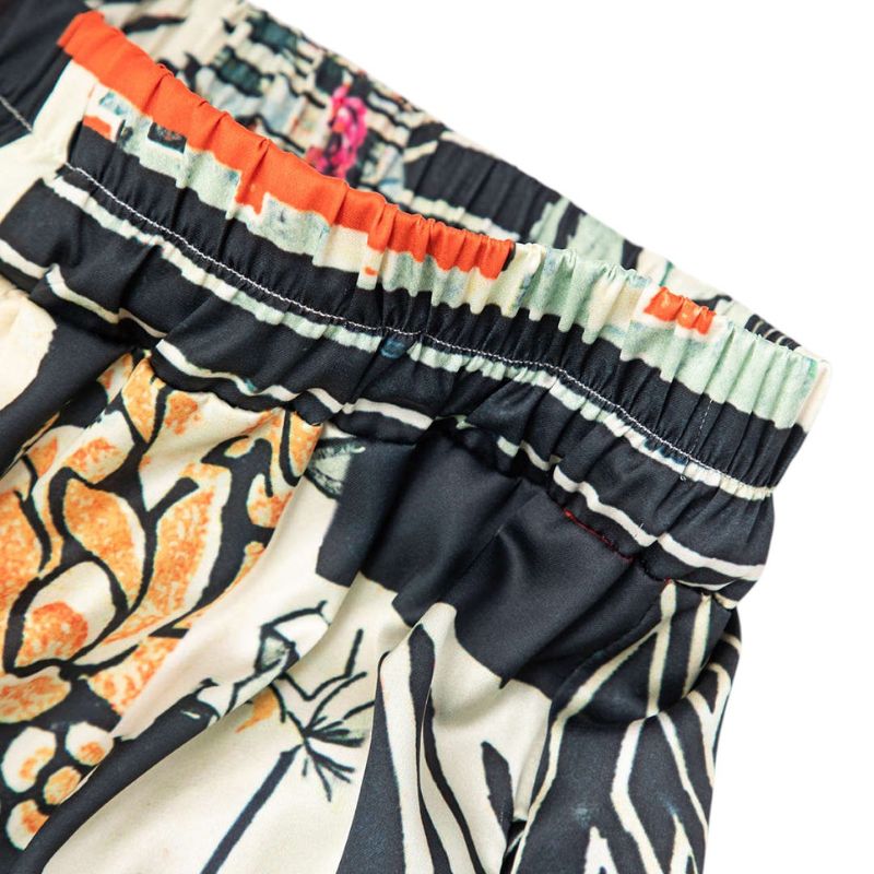 High-Waist Straight Floral Trousers