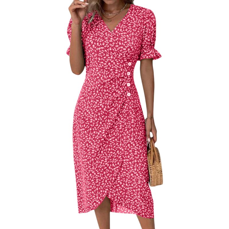 Vestido Midi Floral con Escote en V
