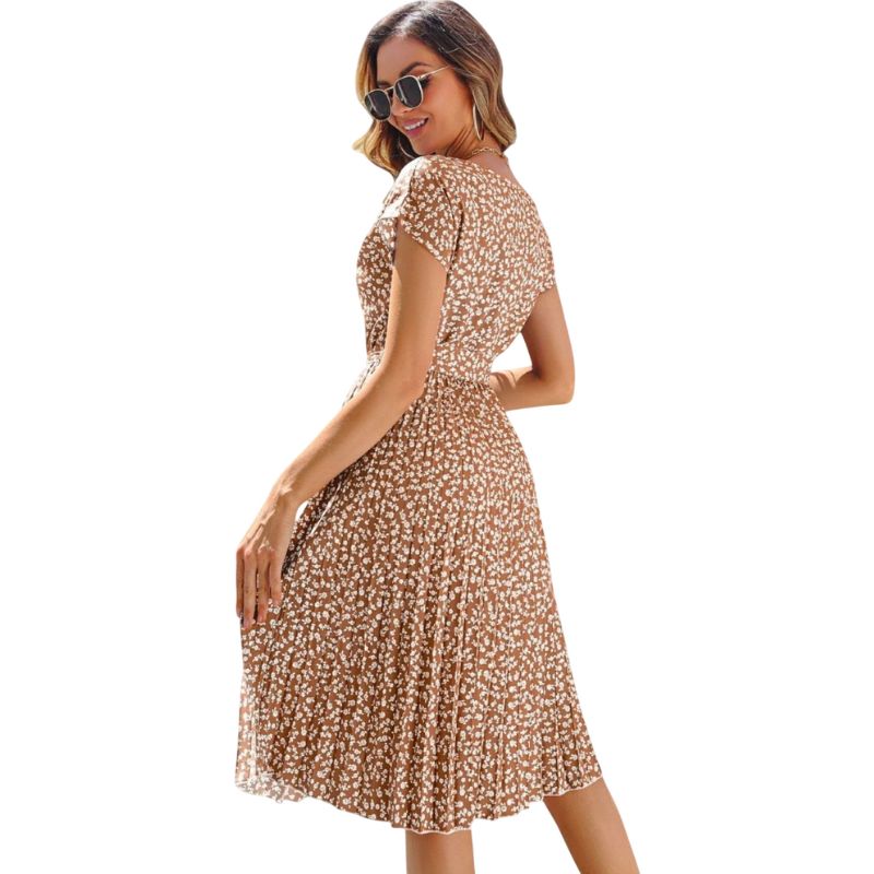 Vestido Midi con Estampado Floral Campestre