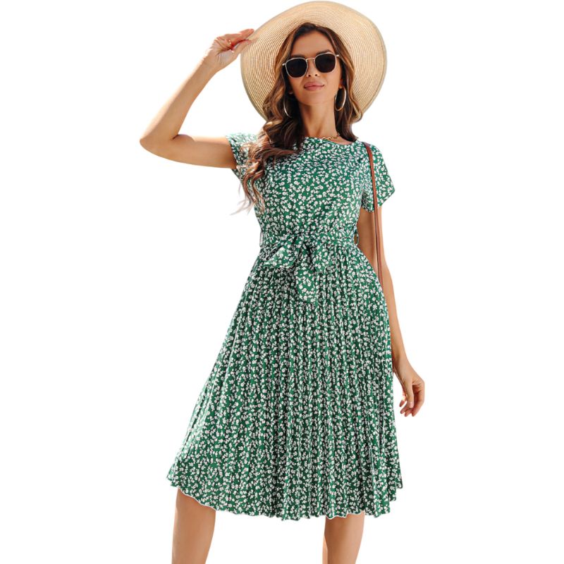 Vestido Midi con Estampado Floral Campestre