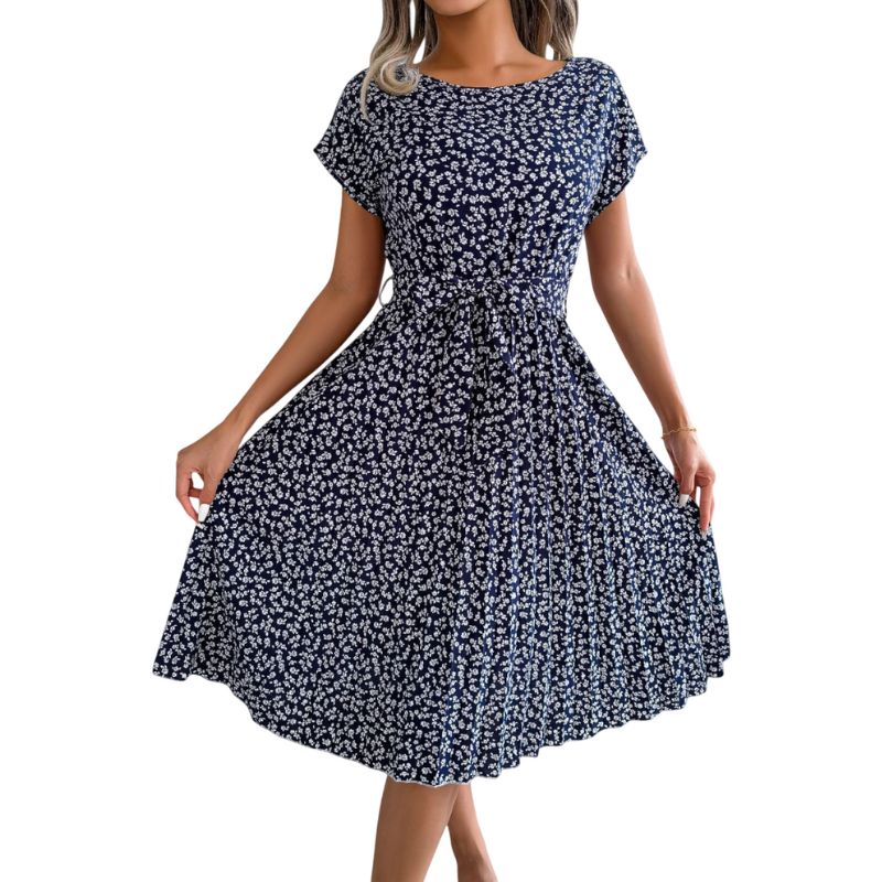 Vestido Midi con Estampado Floral Campestre