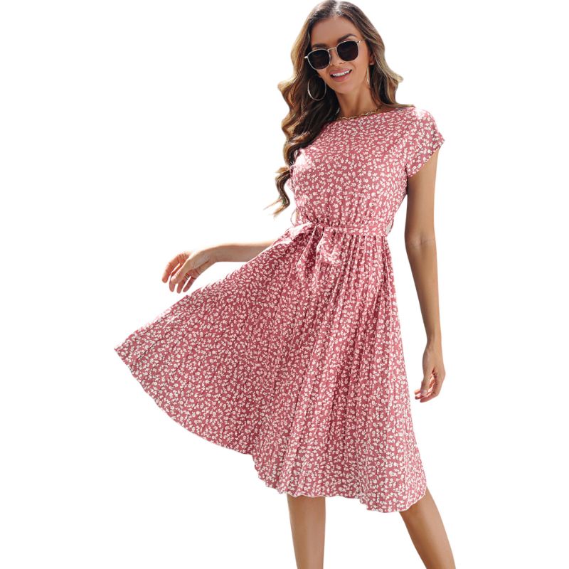 Vestido Midi con Estampado Floral Campestre