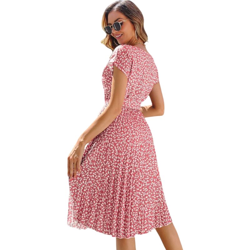 Vestido Midi con Estampado Floral Campestre