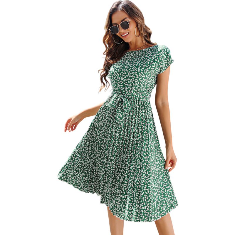 Vestido Midi con Estampado Floral Campestre