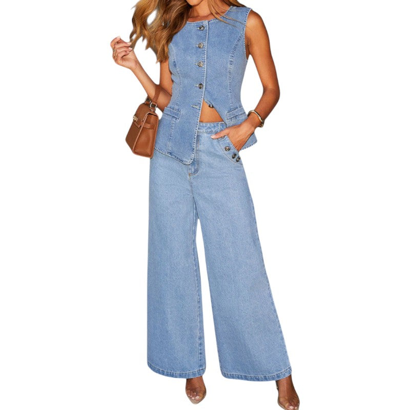 Chaleco Tejano y Jeans Anchos