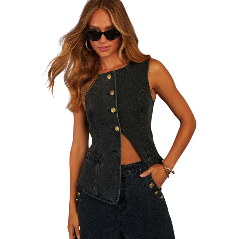 Chaleco Tejano y Jeans Anchos
