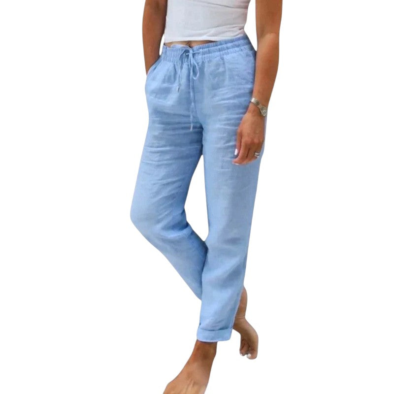 Relaxed Fit Linen Blend Pants