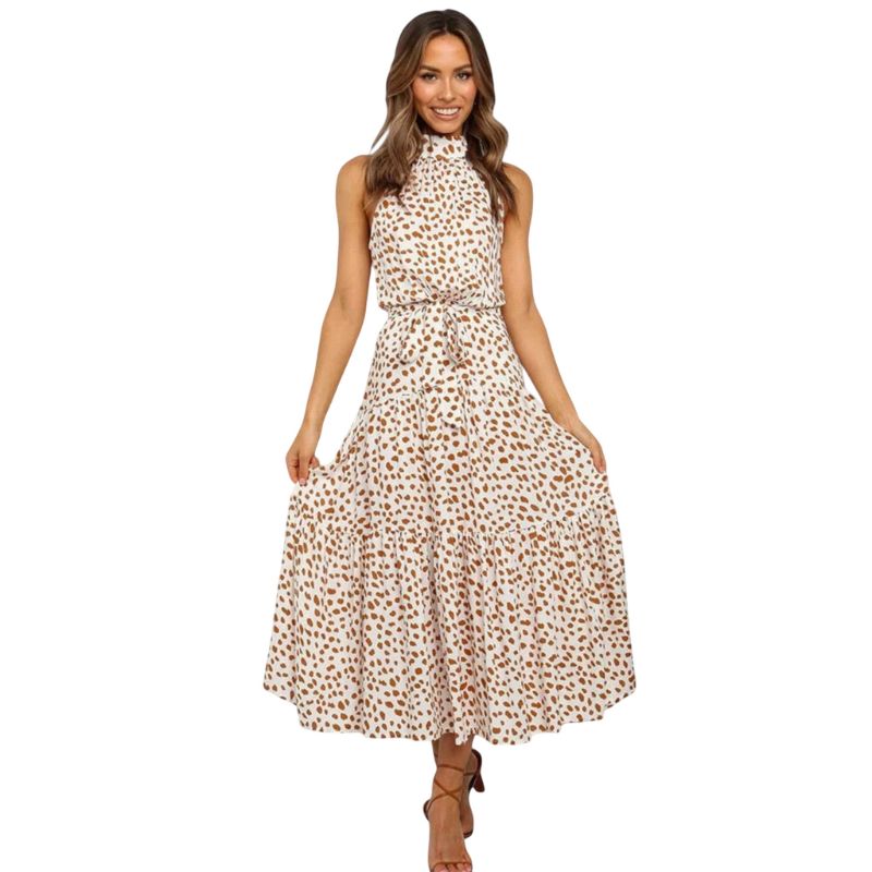 Vestido Largo Estampado Cuello Halter