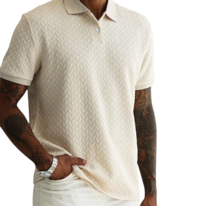  Polo de Manga Corta con Textura