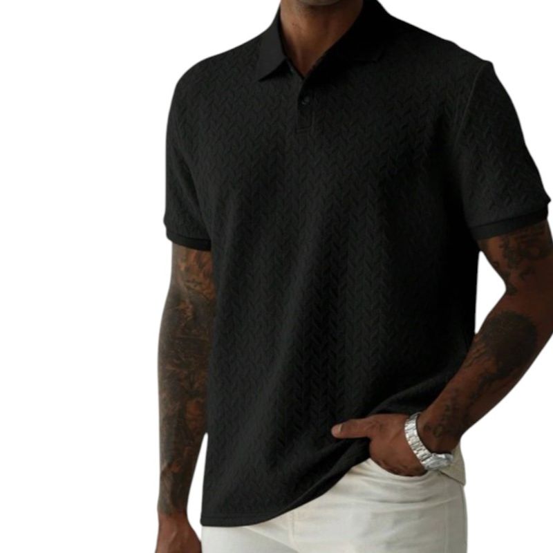  Polo de Manga Corta con Textura