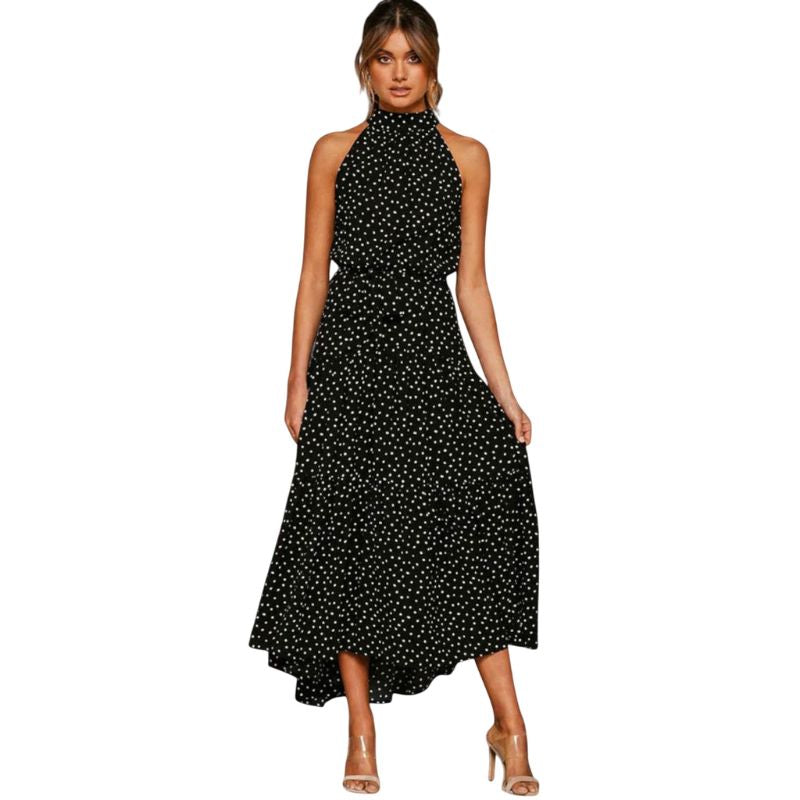 Vestido Largo Estampado Cuello Halter