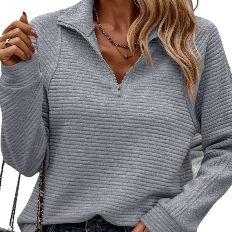 Jersey de Cuello en V con Cremallera
