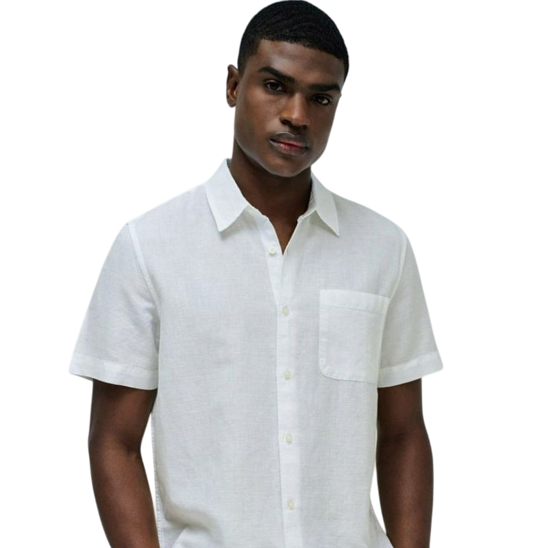 Camisa Capri de Lino y Manga Corta