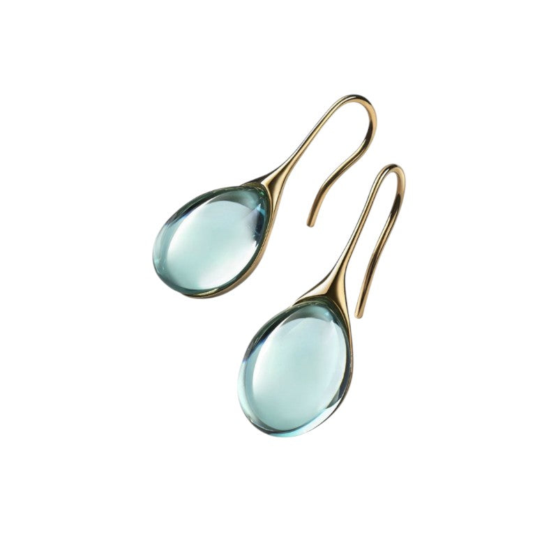 Pendientes de Gota de Cristal en Oro y Plata