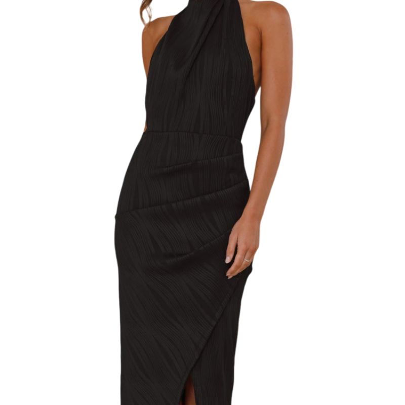 Vestido Halter con Drapeado