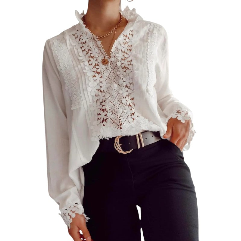 Blusa de Encaje con Bordado Floral