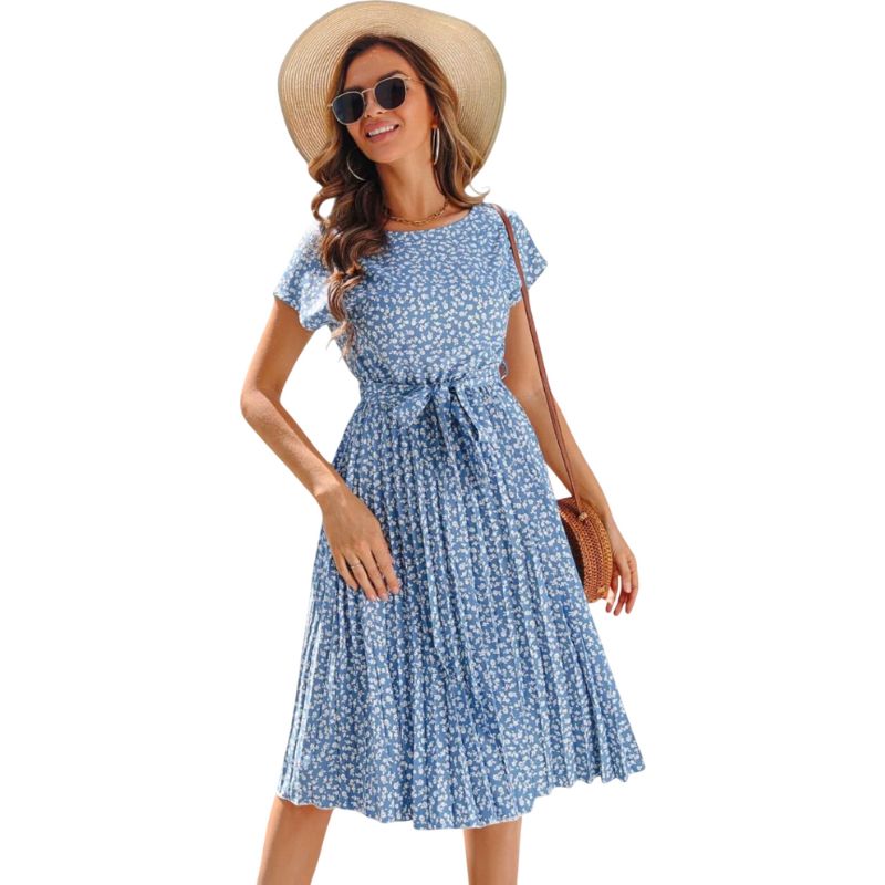 Vestido Midi con Estampado Floral Campestre