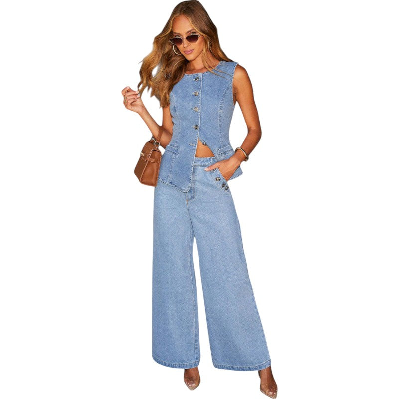 Chaleco Tejano y Jeans Anchos