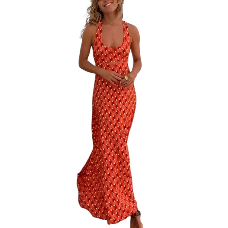 Vestido Naranja Estampado