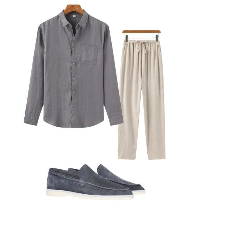 Conjunto de Lino Relajado - Gris