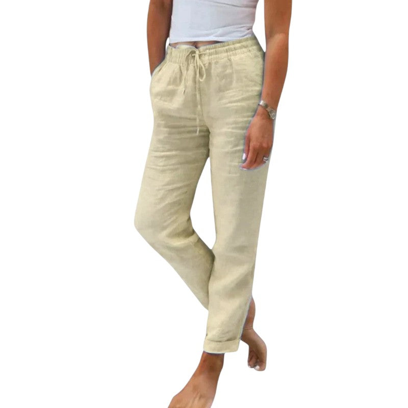 Relaxed Fit Linen Blend Pants