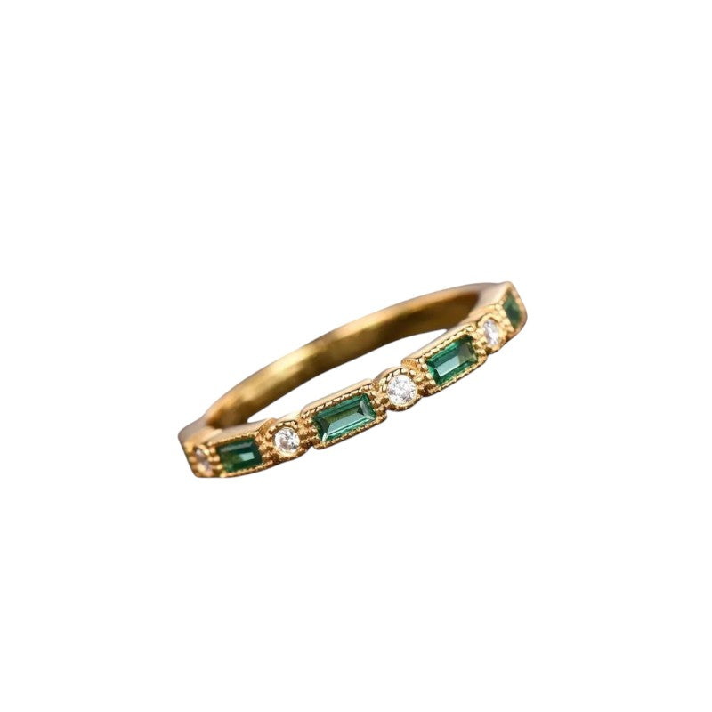 Anillo de Oro con Zirconia Verde Vintage